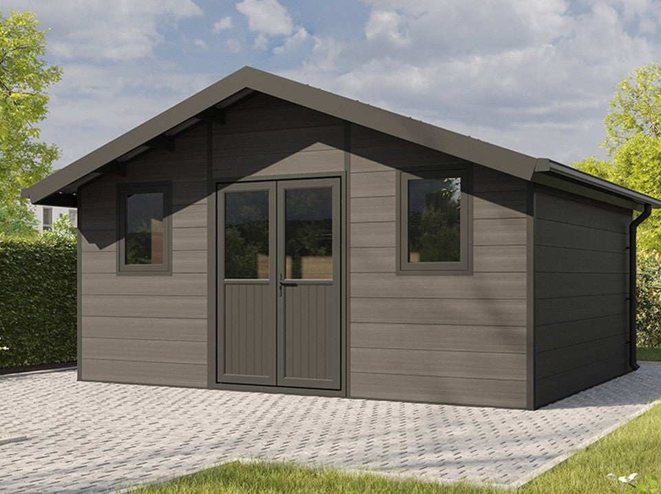 Abri de Jardin Composite ISORA - 20m2 - Gris - Cabane de Jardin - Local