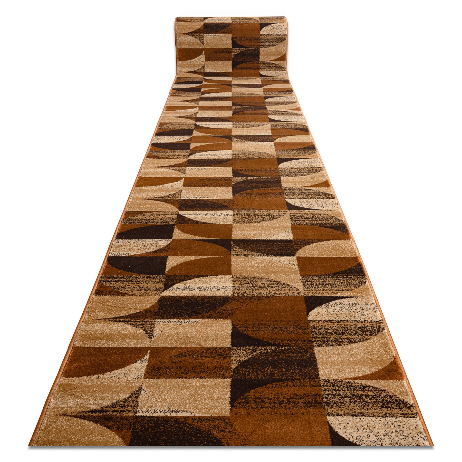 Chodnik HEAT-SET ROYAL H387 GEOMETRYCZNY brąz / musztarda 70cm 70x790 cm