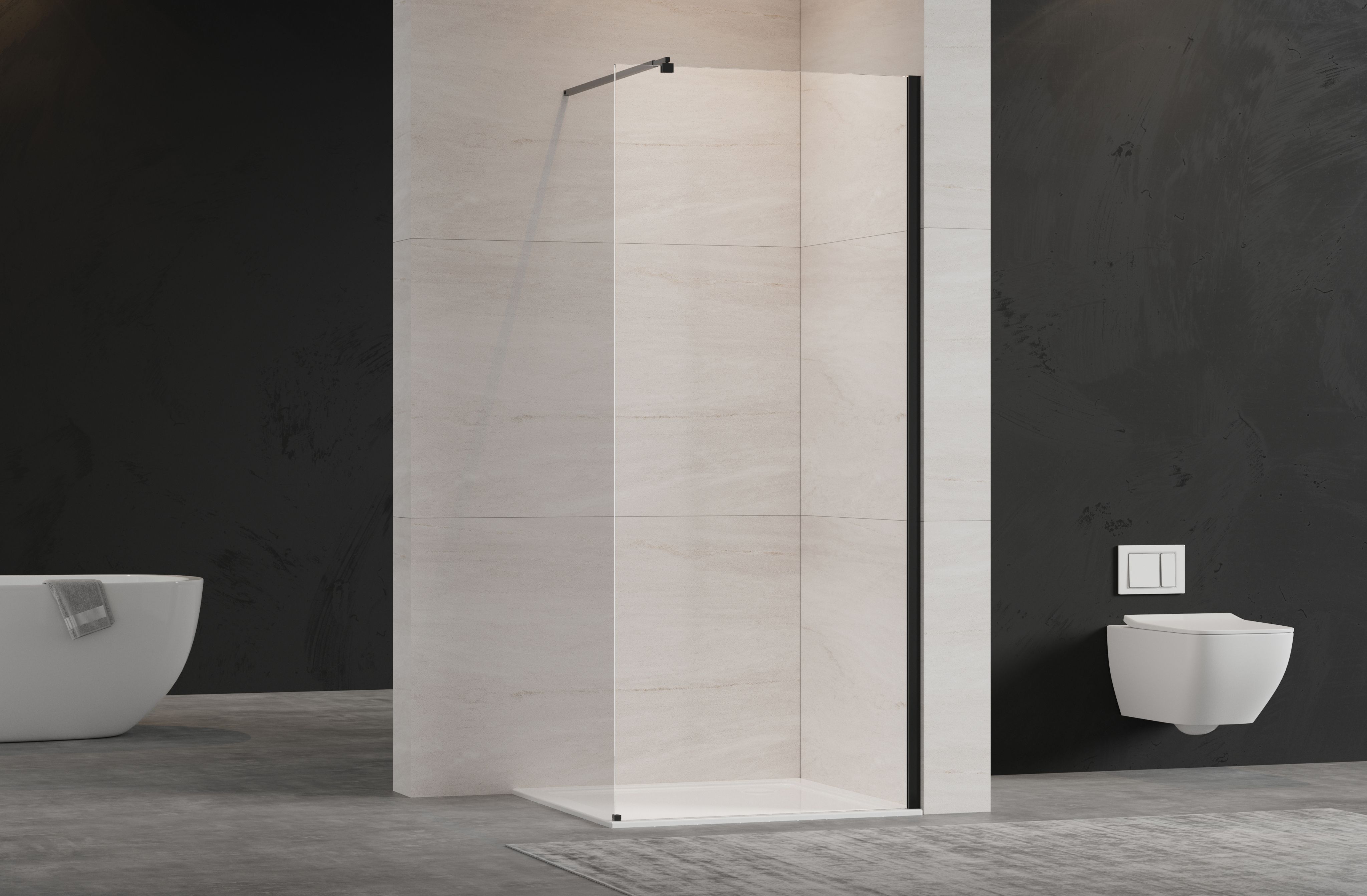 Kabina Prysznicowa Walk In Kabina Walk-In Ścianka 200 x 90 cm INVENA - 3