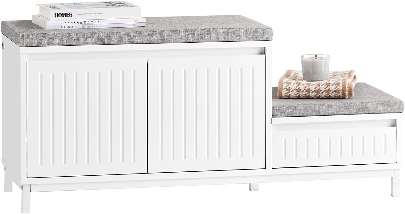 SoBuy Szafka na buty z siedziskiem garderoba organizer szuflada FSR172-W