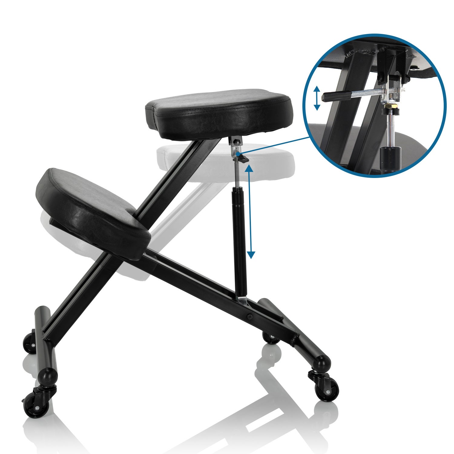 Sgabello ORTHONI con molla a gas Similpelle nero hjh OFFICE - 4