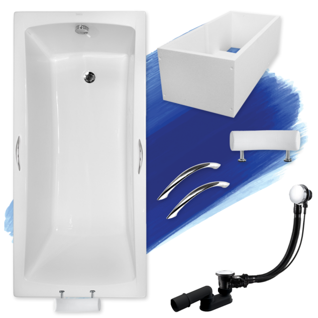 Support STUROTEC pour baignoire rectangulaire en acier Steel Duo 180 x 80 cm main image 1