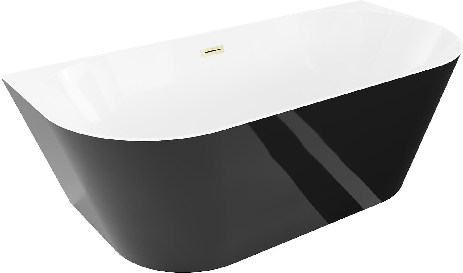 Mexen Oval Slim wanna wolnostojąca przyścienna 170 x 80 cm, biała/czarna, przelew złoty szczotkowany - 52661708075-55