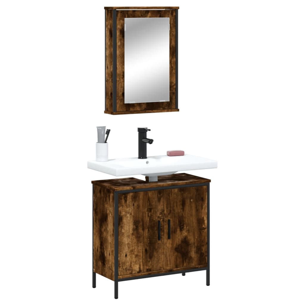 Stella Trading Denver Armadietto Da Bagno 60x106x32 Cm – Nero Opaco/Rovere Evoke – 2 Ante, 2 Cassetti Softclose