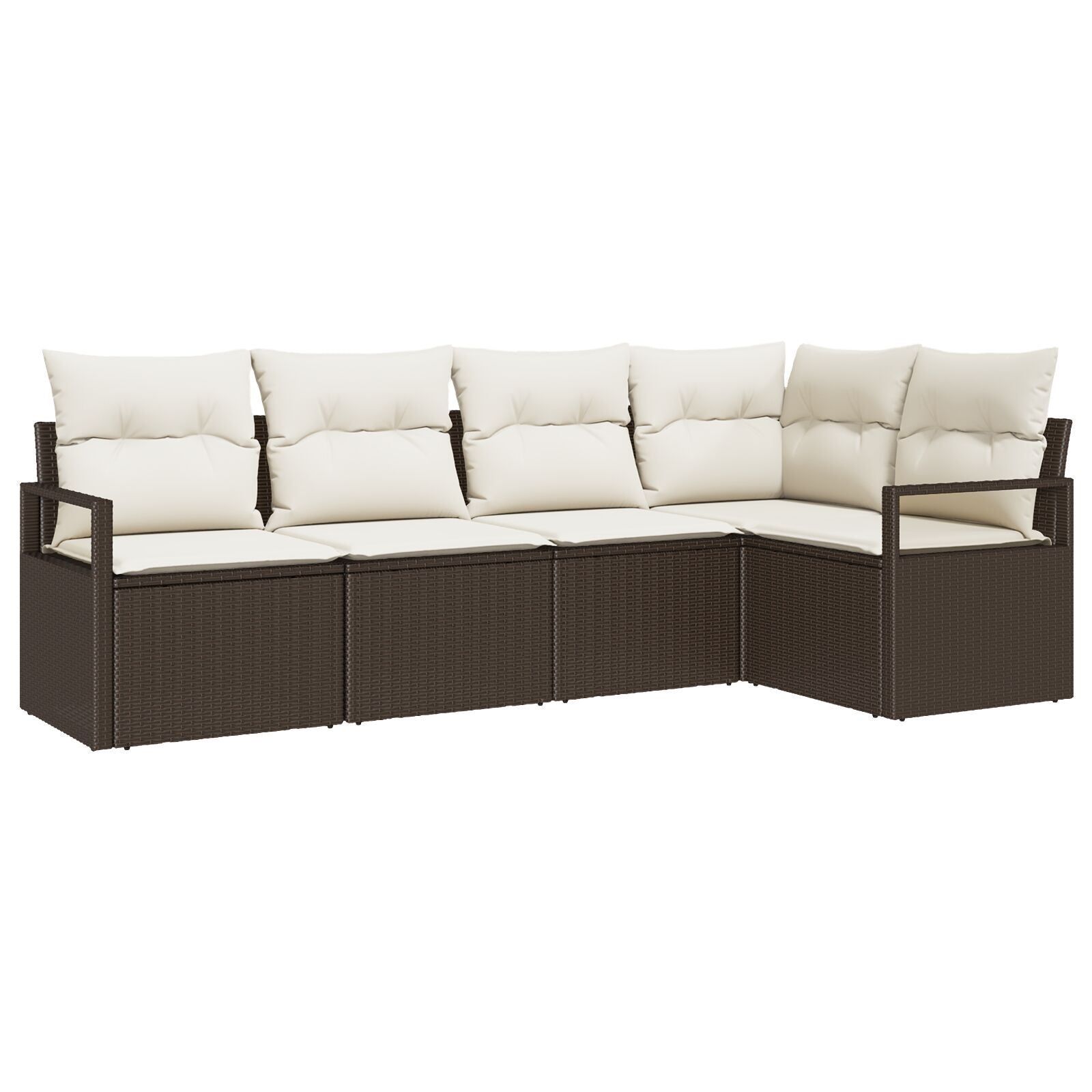 Zestaw Sof z poduszką 5 pcs Brązowy polirattan vidaXL