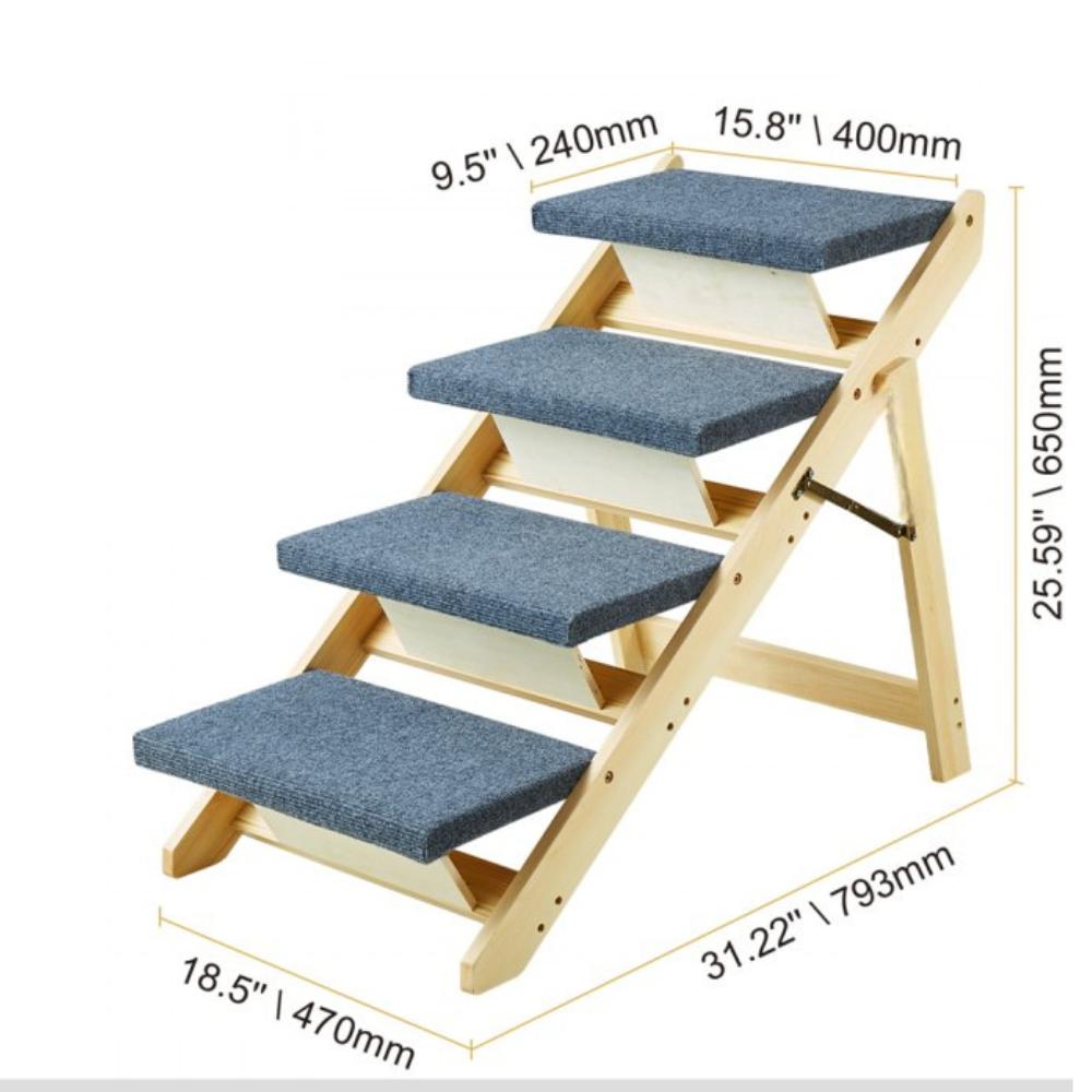 Escalier Pour Chien Amovible Et Lavable - 39x33x29cm, Support 13,6kg - Pour Lit Et Canapé - Petites Races Et Chiens âgés - 4