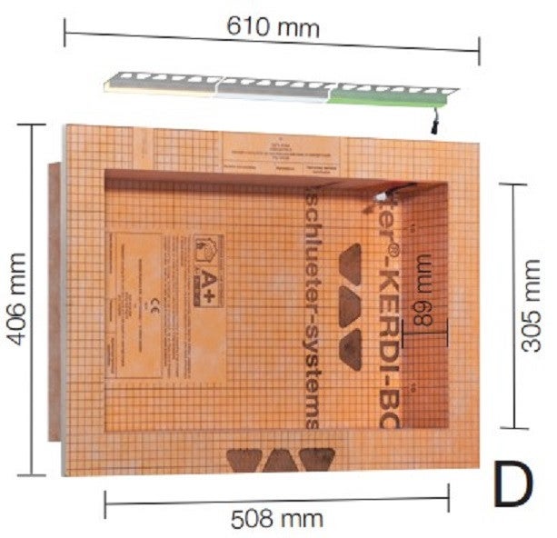Kit niche à encastrer avec éclairage Led - Kerdi Board NLT 508 x 305 x 89 mm SCHLUTER - Blanc Chaud
