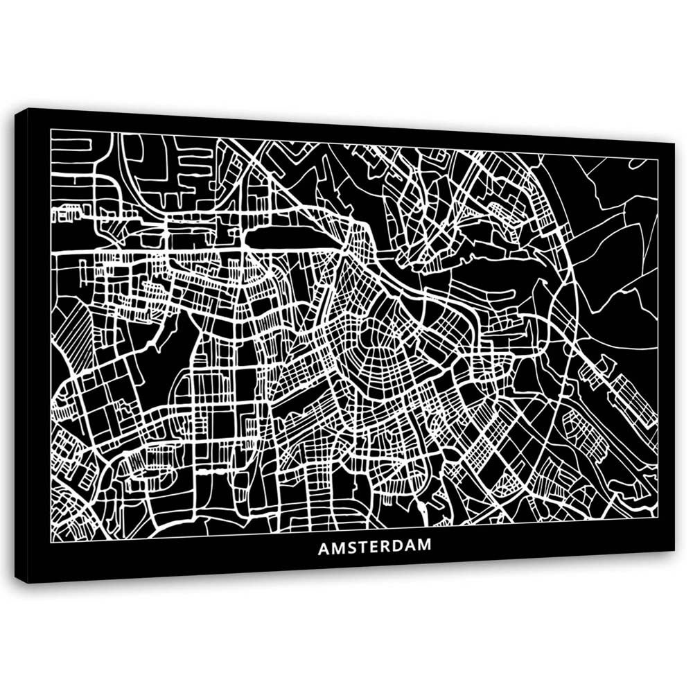 Obraz na płótnie, Amsterdam - plan miasta 100x70