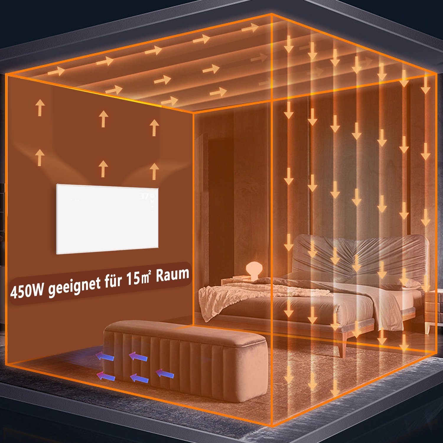 NETTLIFE Chauffage infrarouge radiateur 450W avec télécommande - 3