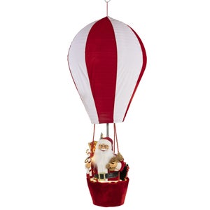 Ornements De Noël En Fer - Père Noël Et Bonhomme De Neige En Montgolfière - Décoration Suspendue Pour Sapin, Fenêtre, Balcon