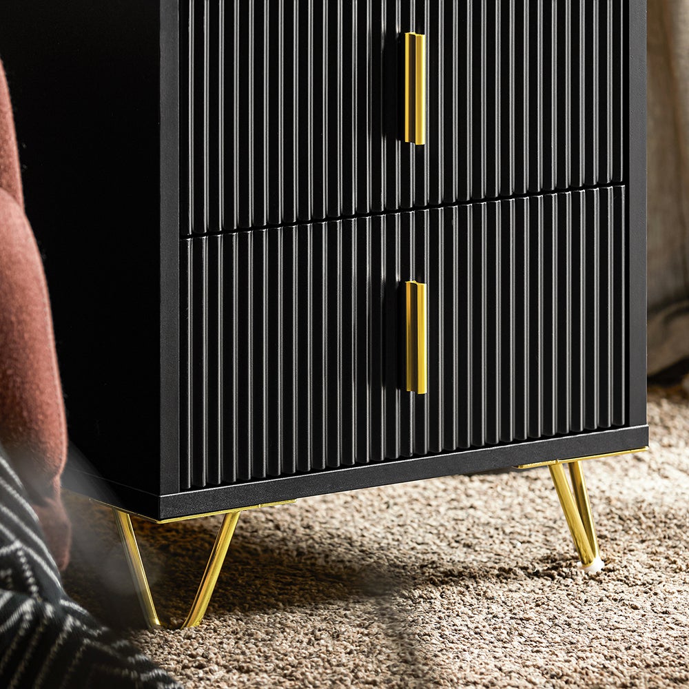 Mesita de Noche Mesa Auxiliar Mobiliario de Salón Moderno con 2 Cajones 40 x 40 x 47 cm Negro FBT115-SCH SoBuy ES - 6