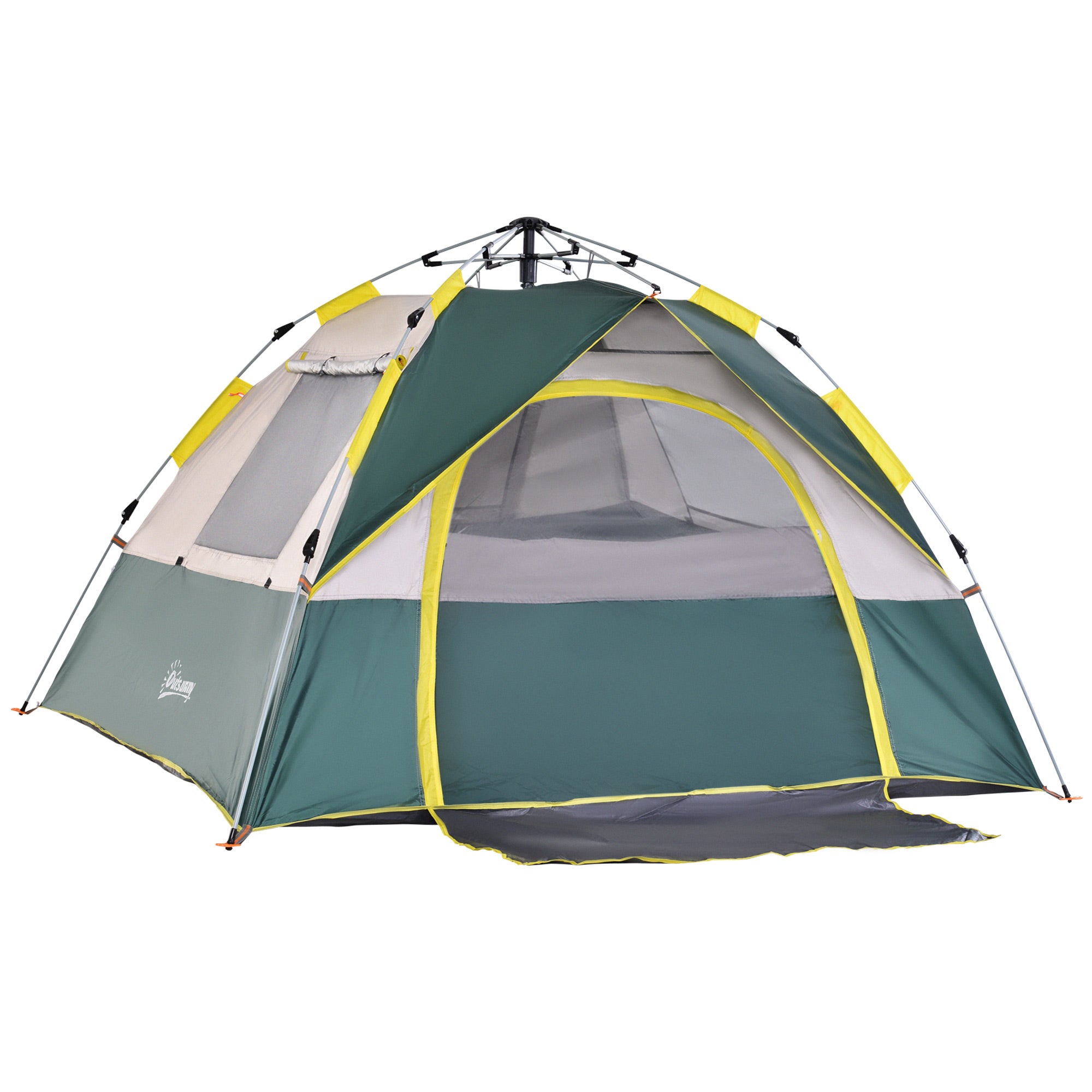 Tente de camping pop up 3 personnes avec sac jaune gris vert - 4