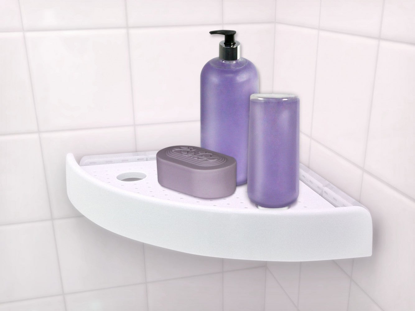 Pulsador de repisa para baño/ducha de esquina, blanco, repisa Snap up - 2