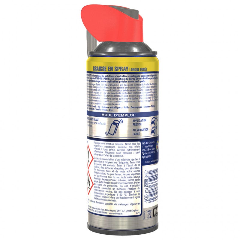 WD40 - Graisse en spray longue durée système professionnel - aérosol de 400ml - 33217 - 2
