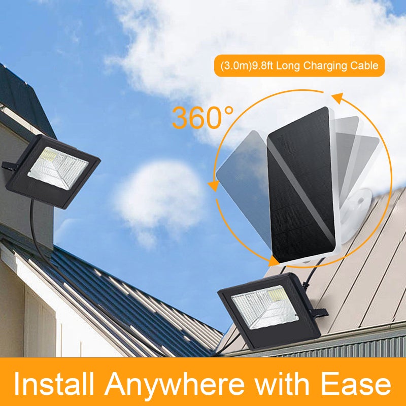 Panneau solaire pour caméra de sécurité, IP6 étanche, 360 degrés ajustable, Alimentation continue, 10W 5V, Port DC5521, Câble de charge 9.8 Ft - 5