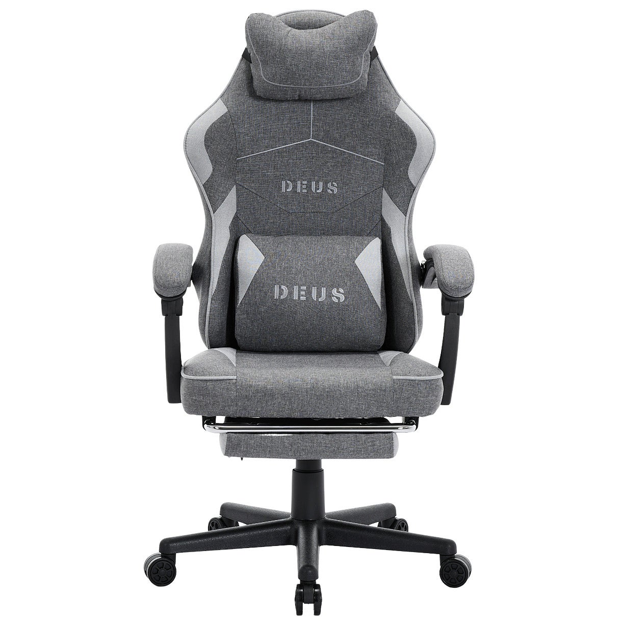 Fotel gamingowy biurowy oddychający z tkaniny z podnóżkiem Edge Dark Gray / Light Gray