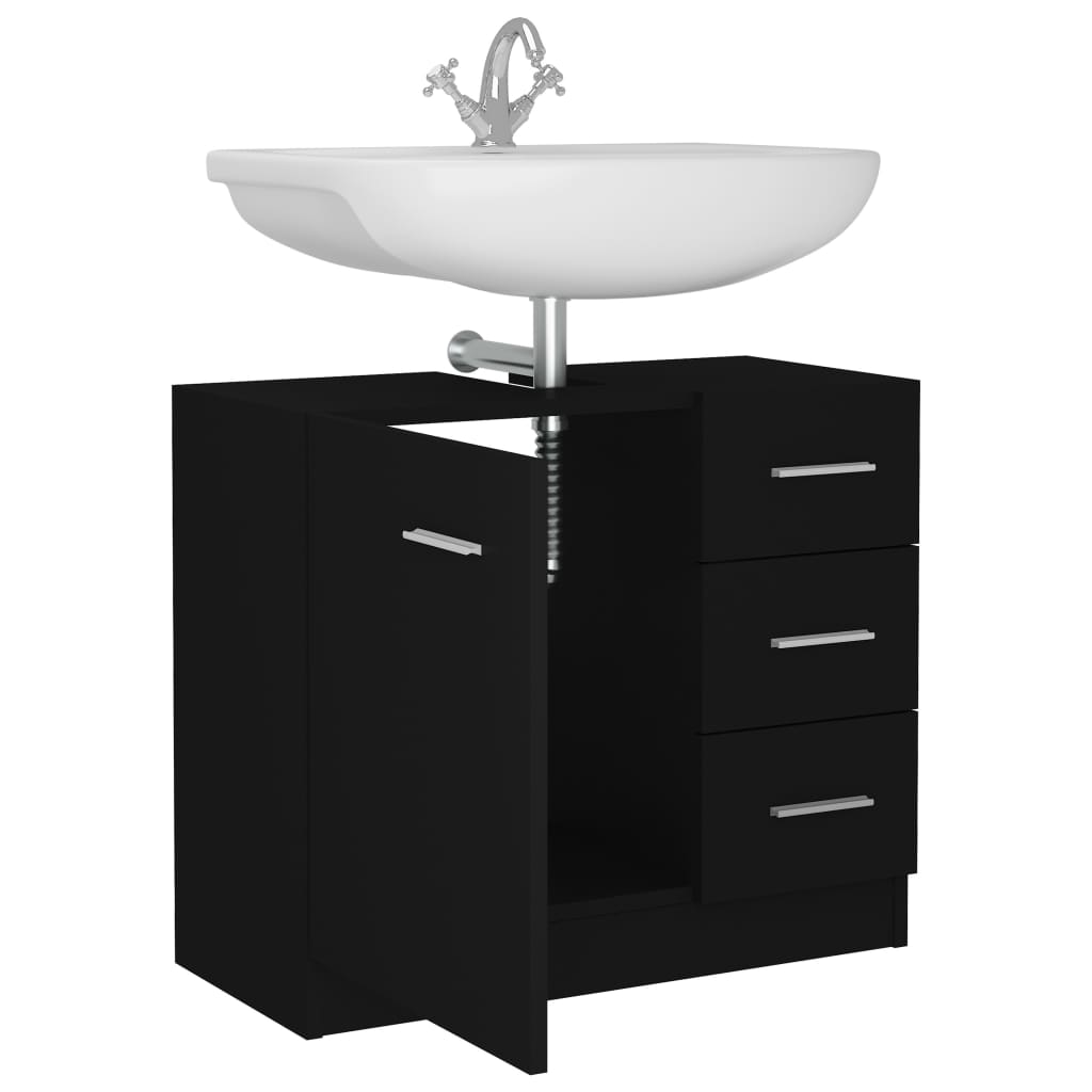Maison Exclusive - Mobile Sottolavabo Nero 63x30x54 cm in Legno Multistrato - 4