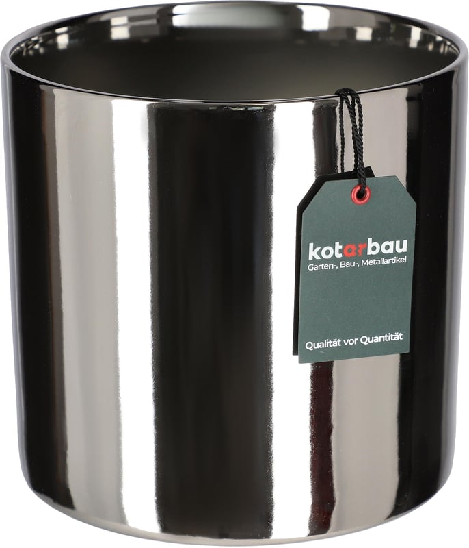 Doniczka donica srebrna ceramiczna połysk ø 230 mm osłona cylinder ozdobna - KOTARBAU