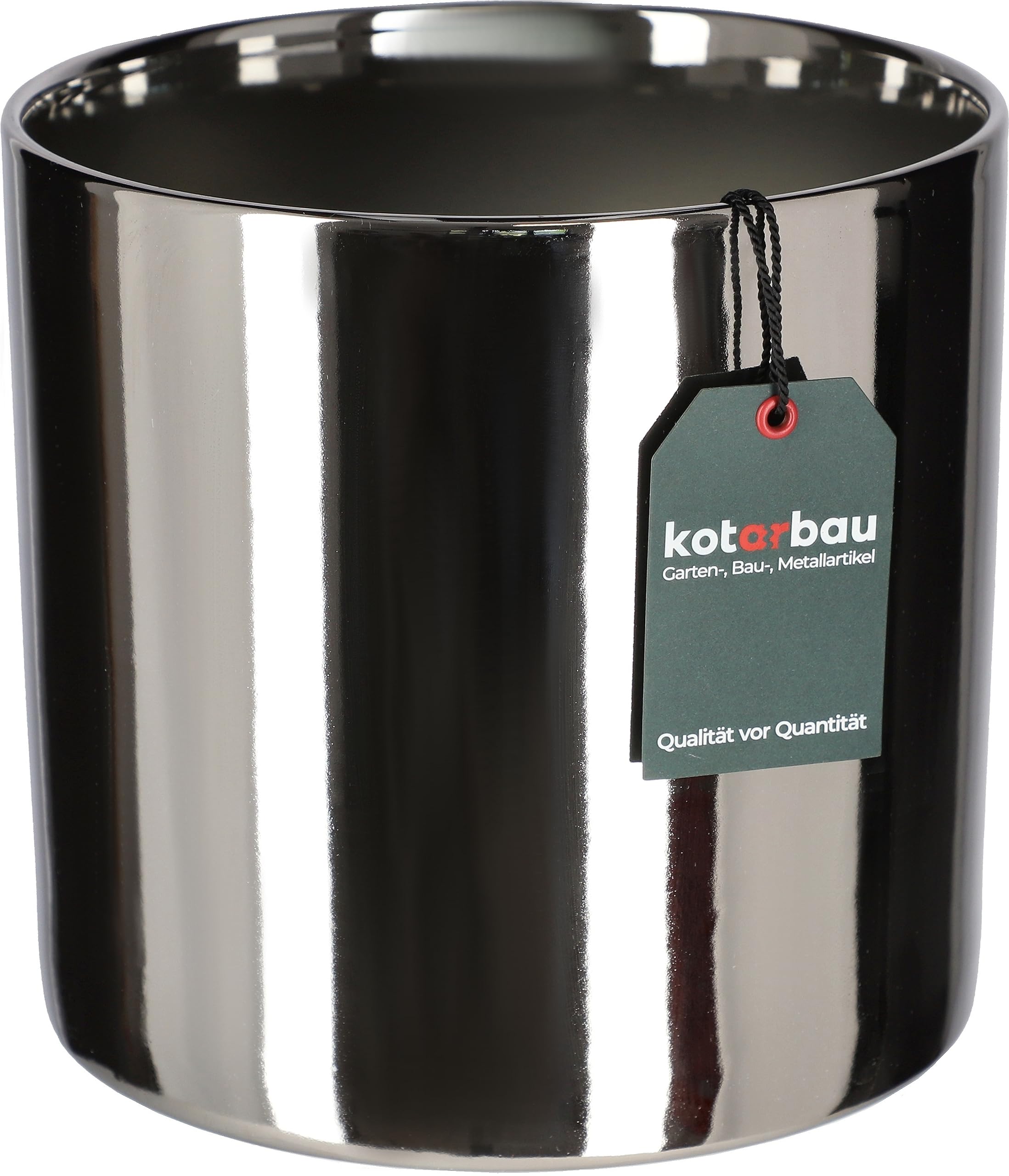 Doniczka donica srebrna ceramiczna połysk ø 230 mm osłona cylinder ozdobna - KOTARBAU