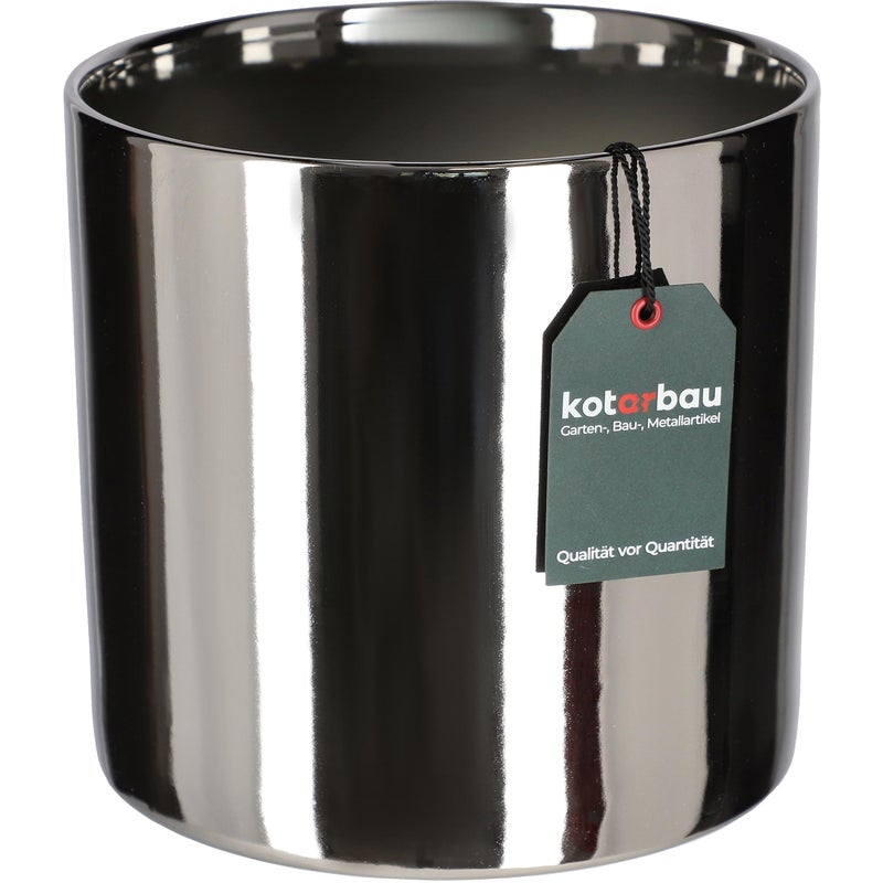 Doniczka donica srebrna ceramiczna połysk ø 230 mm osłona cylinder ozdobna - KOTARBAU