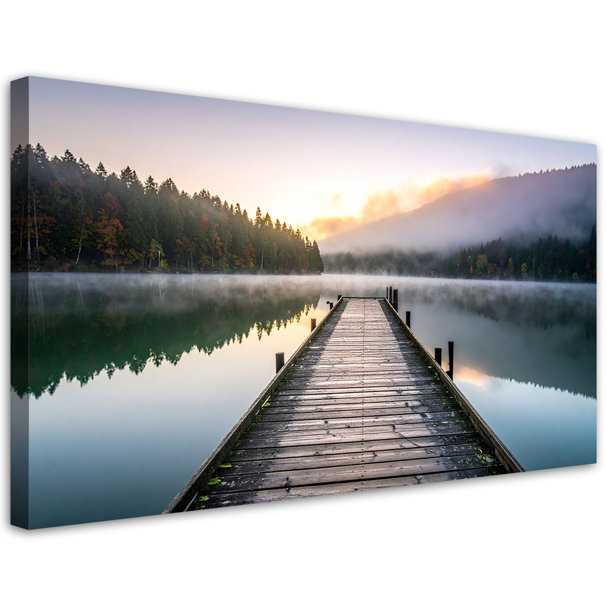 Obraz do salonu sypialni biura, Jezioro pomost las krajobraz 80x40