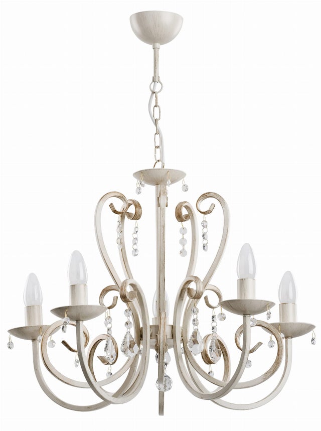 Lampa wisząca White ecru 5xE14x40W wym: 73 x 58 x 58 cm kryształ Alfa