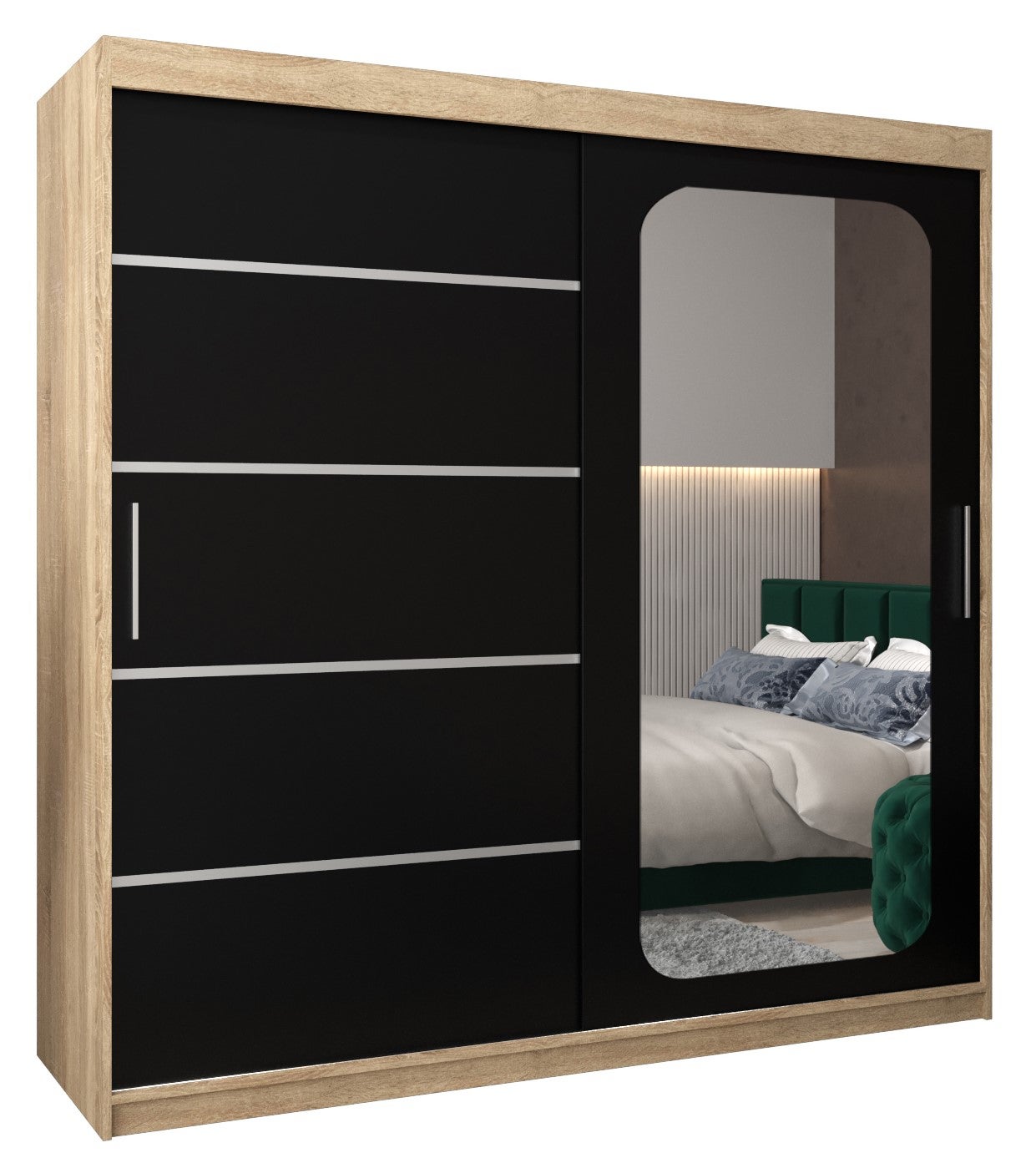 Szafa przesuwna garderoba PROMO V2 200 x 62 x 200 cm Sonoma + Czarny - Abiks Meble