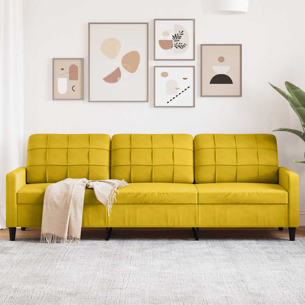 Vidaxl Sofá De 3 Plazas Terciopelo 210 Cm Amarillo , Leroy Merlin