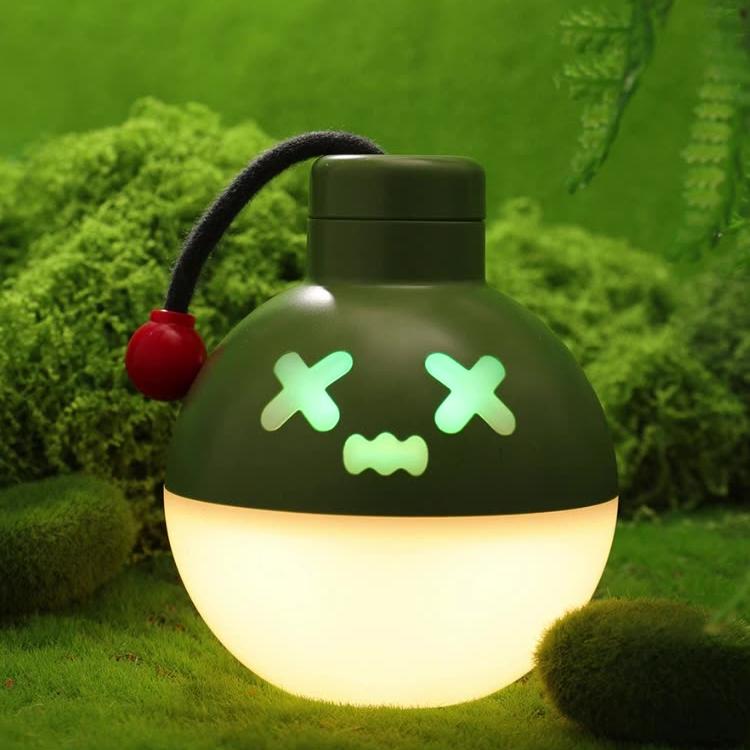 Zabawna kulista lampa stołowa kolorowa lampka nocna z możliwością ciągłego ściemniania do zawieszenia dekoracja Halloween odpowiednia kemping zielona
