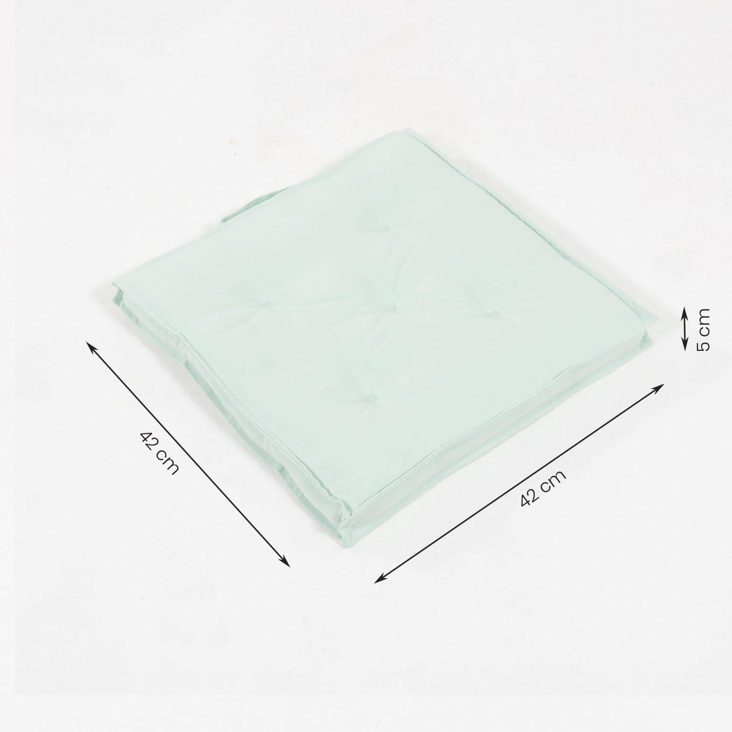 Pack 6 cojines Repelente al agua, Tratamiento para el exterior, Poliéster 180 gr, Color Verde claro, 42 cm x42 cm x5cm - 7