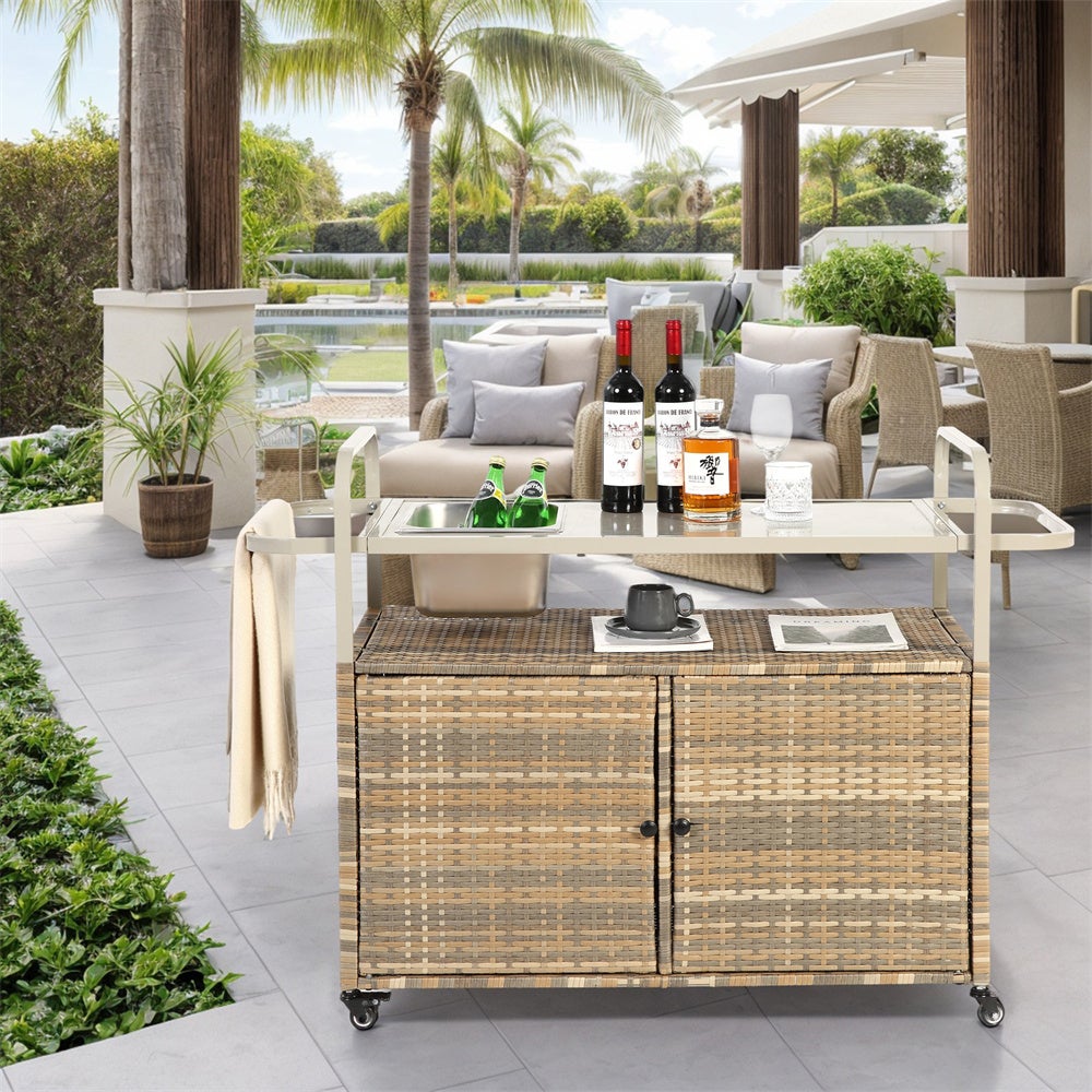 Carrello Bar In Metallo Anticato VILLA DELIA – Stile Retrò Con Ruote – Due Ripiani – Altezza 86 Cm