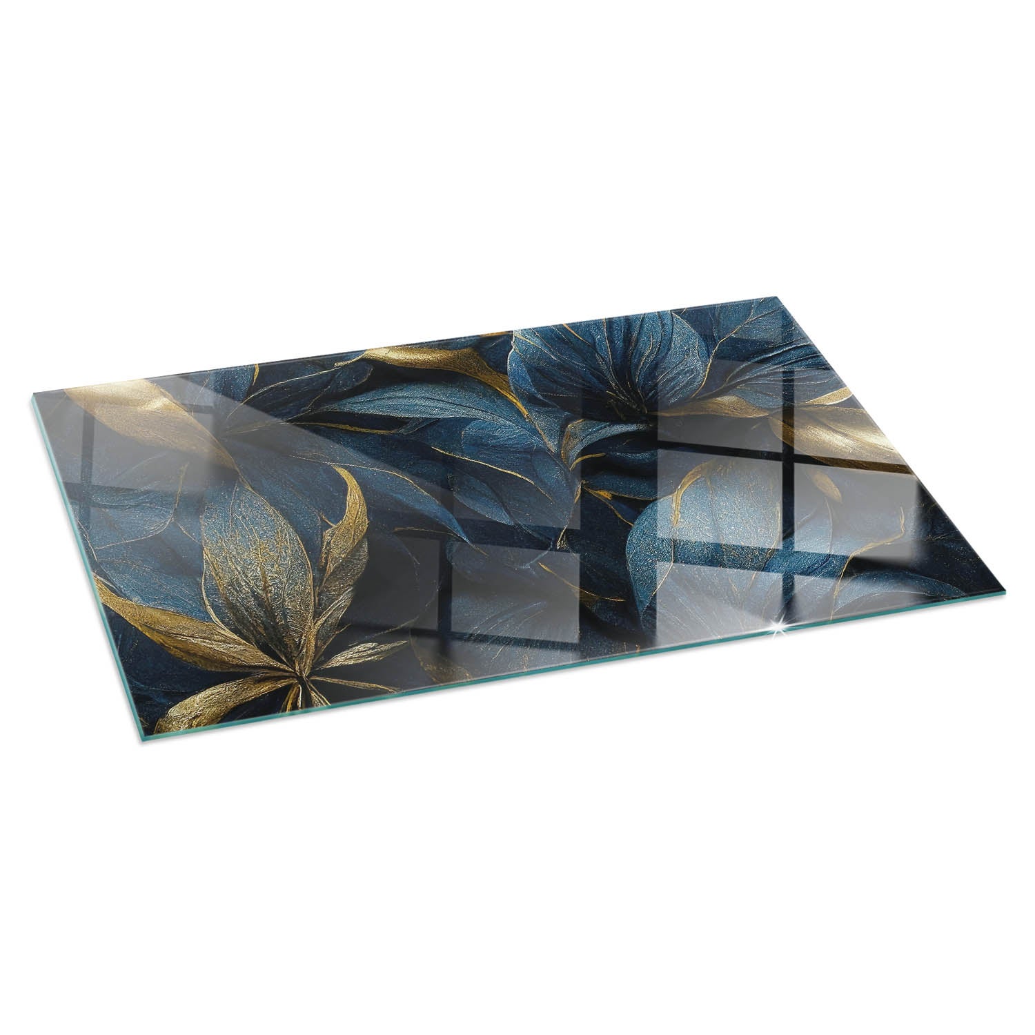 Szyba hartowana pod kominek, szkło zabezpieczające podłogę, nowoczesny design | 140x70 | Eleganckie liście w fakturze