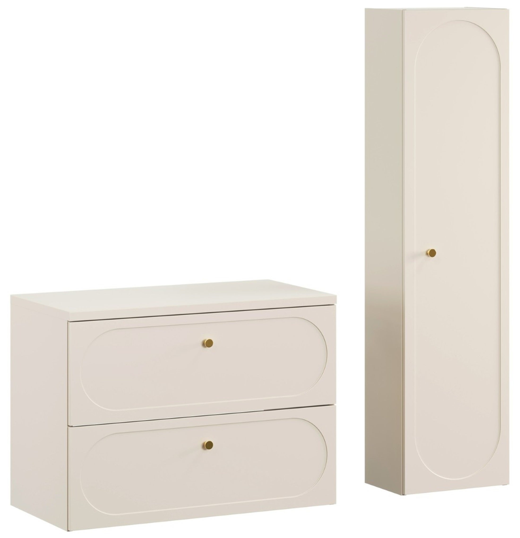 Komplet łazienkowy Donna Sand 80 cm beż piaskowy wiszący szafka z blatem i słupek