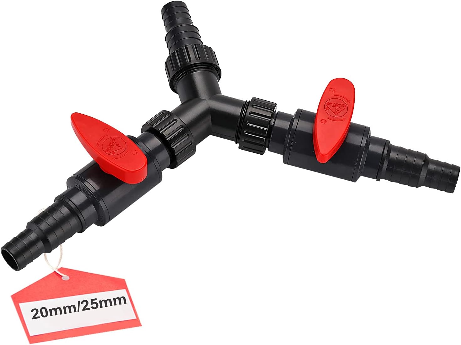 Rozdzielacz 3-drożny 20/25 mm – adapter w kształcie litery Y do węża ogrodowego, pompy oczkowej, regulowane złącze ABS