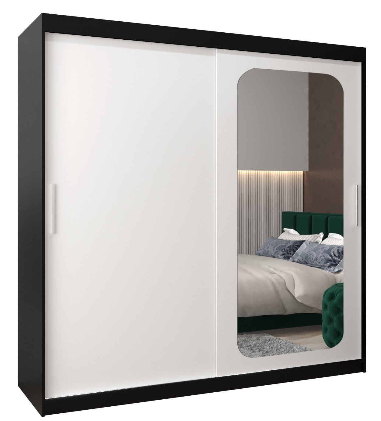 Szafa przesuwna garderoba PROMO T2 200 x 62 x 200 cm Czarny + Biały - Abiks Meble