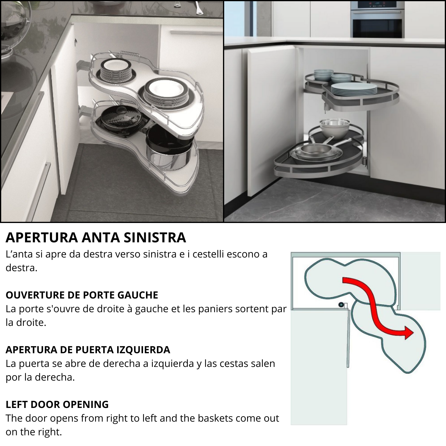 CESTO BUCATO IN FILO M&amp;C Estraibile 600mm Soft-close - LCC
