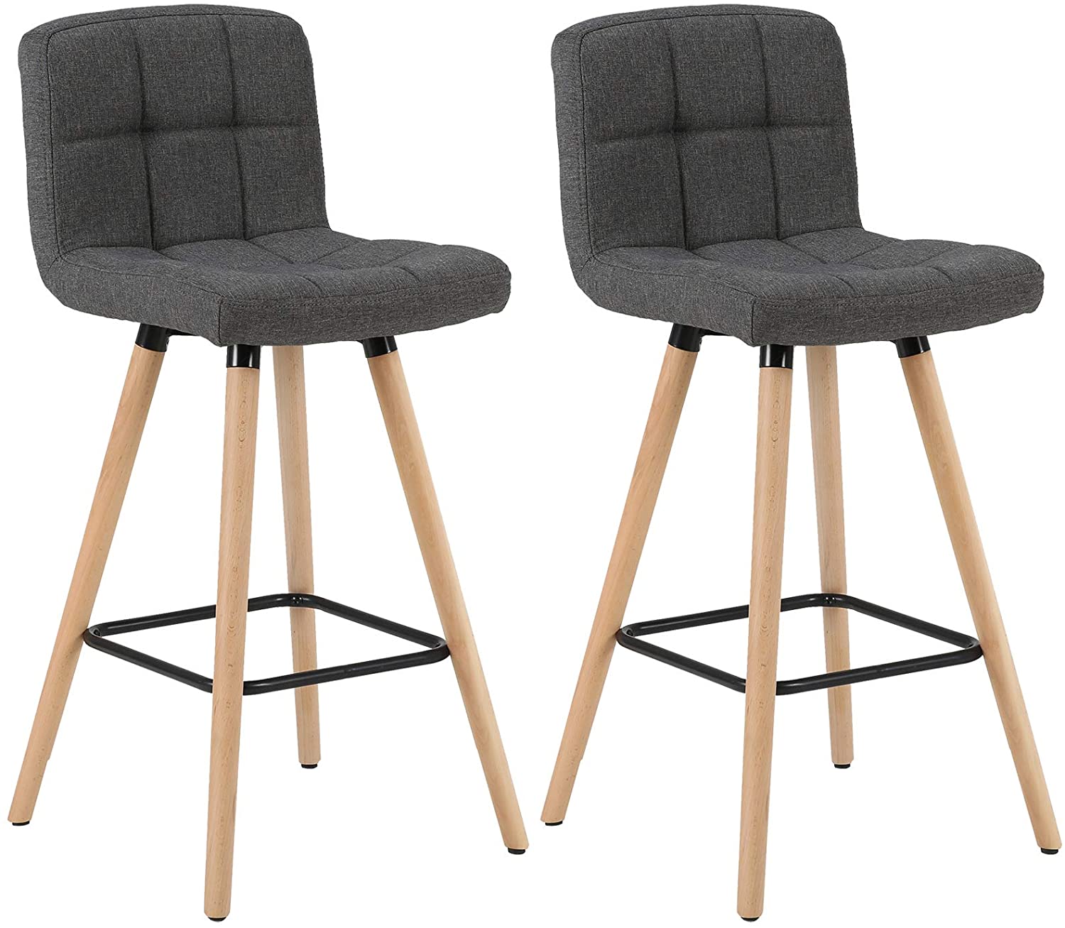Lot 2 Tabourets Bar STOOLINK 62.5 Cm - Chaise Haute Cuir Microfibre Vert Avec Repose-Pieds