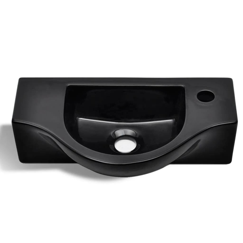 Vasque à trou pour robinet céramique Noir pour salle de bain - 4