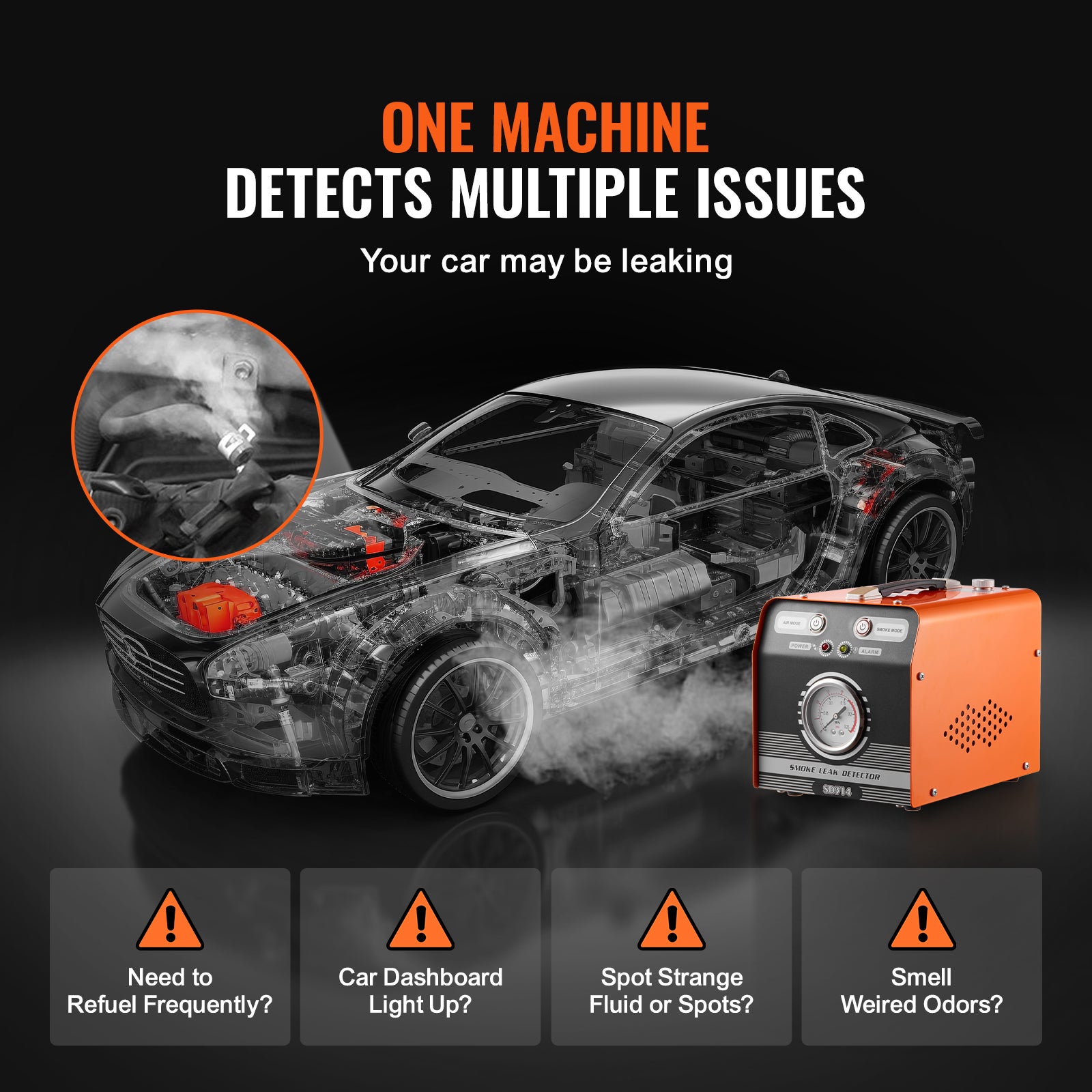 Détecteur de fuites automobile,SucceBuy pompe à air et manomètre,double mode pour tests de vide,carburant et canalisation - 4