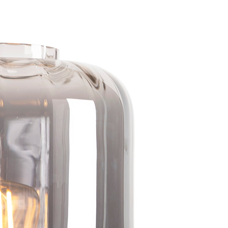 Qazqa design lampadaire - Qara - noir et fumé, max. 60w, e27, 161cm, idéal pour le salon - 4