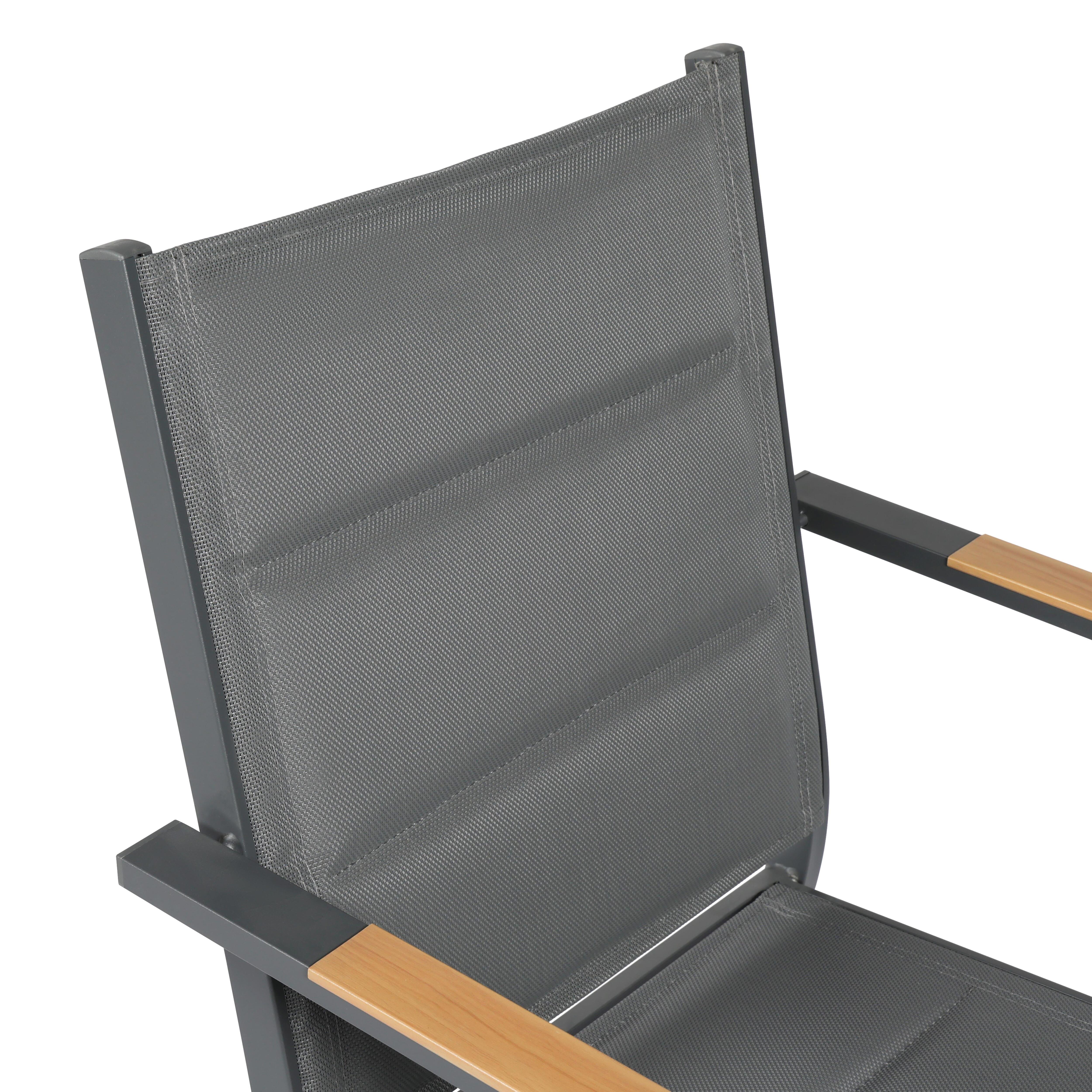 Lot de 2 chaises de jardin en aluminium et textilène gris - 7