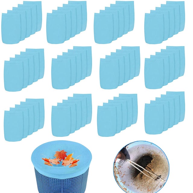 60Pcs Calcetines de nylon reutilizables para limpiar las cestas de la piscina Red de limpieza de piscinas