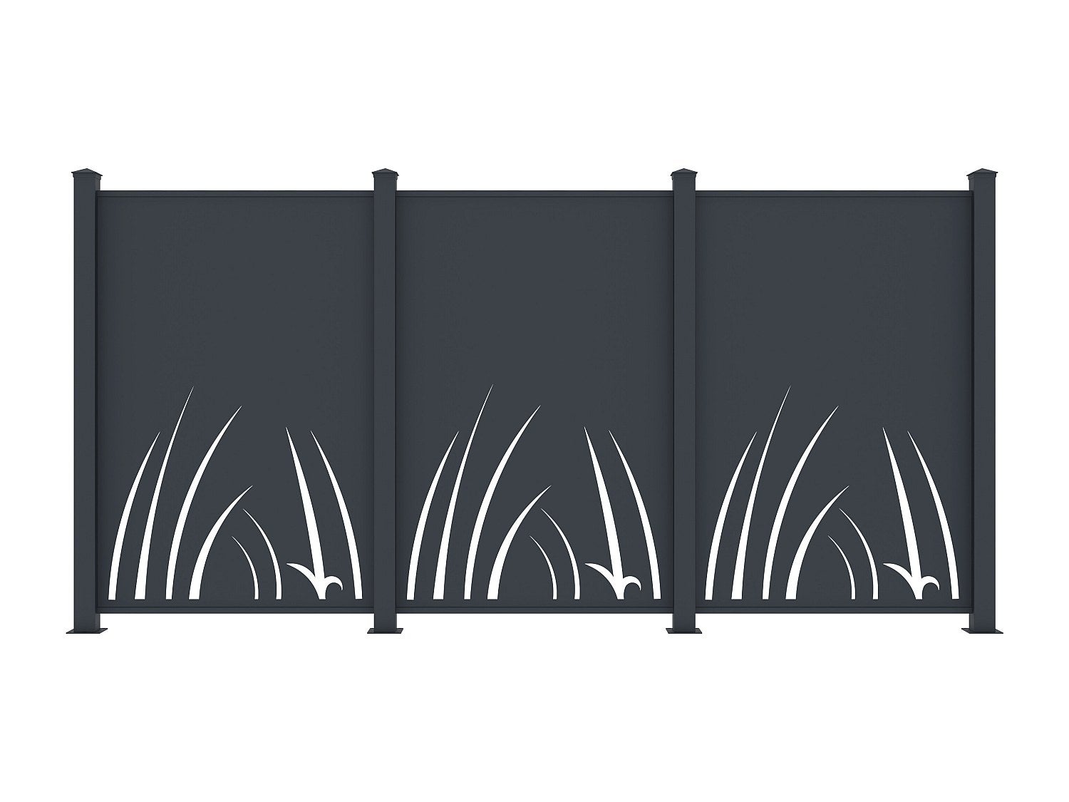 Clôture à poser en aluminium à motif végétal en découpe laser - Kit de départ - H164 x L118 cm - Anthracite - BRAMENO - 3
