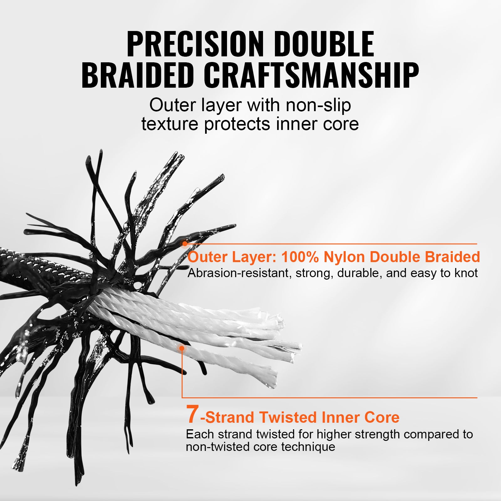 Corde en nylon tressé,VEVOR 5mm x 304,8 m,corde d'escalade en plein air,32 brins,résistance à la rupture de 3,20 kN,corde de gréement d'arboriste - 3