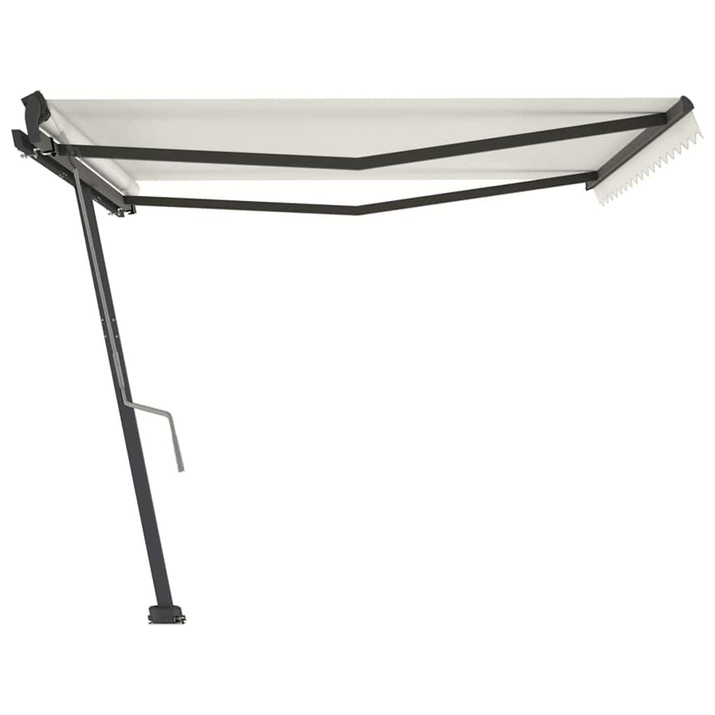 VidaXL Tenda Da Sole Retrattile Manuale 5x3,5m – Con Pali, Tessuto Blu E Bianco, Telaio In Alluminio, Regolabile In Altezza - 3