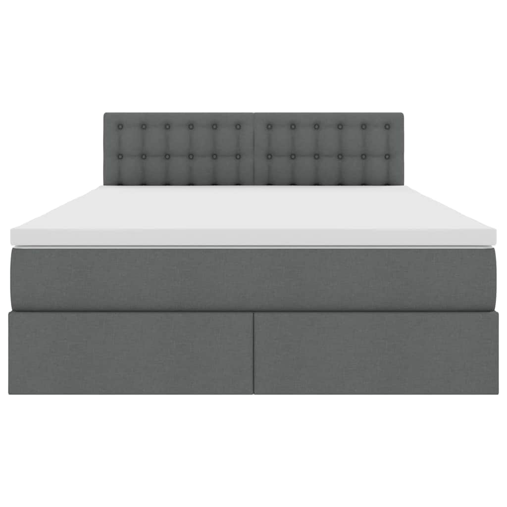 Lit avec rangement et matelas gris foncé 140 x 190 cm velours - 7