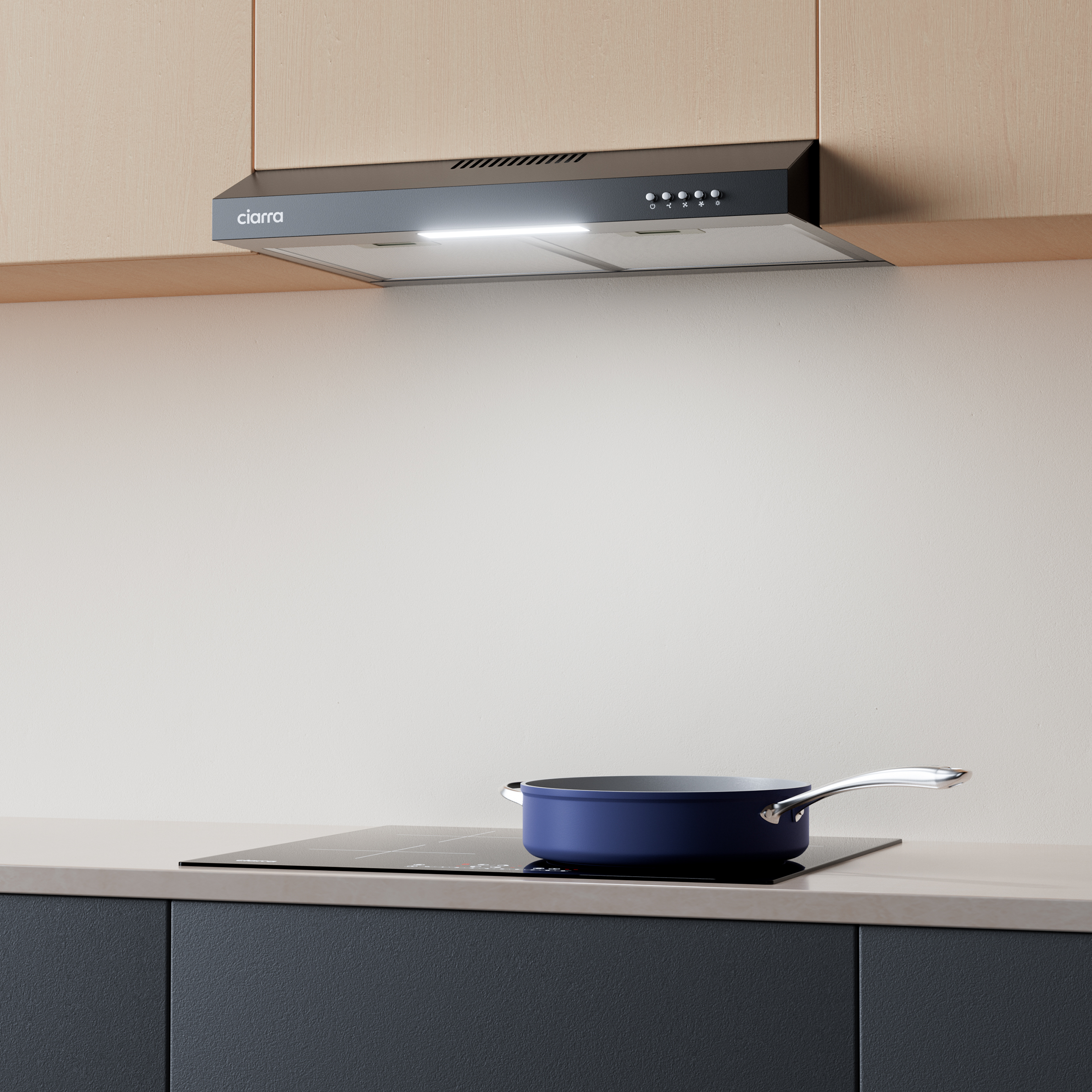 CIARRA VMB6903 Hotte Casquette 60cm Noir A+ 3 Vitesses 220m3/h Recyclage - 7