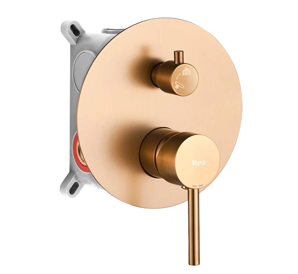 Colonne de douche-baignoire encastrée Rea Lungo Copper Brush + BOX - 2