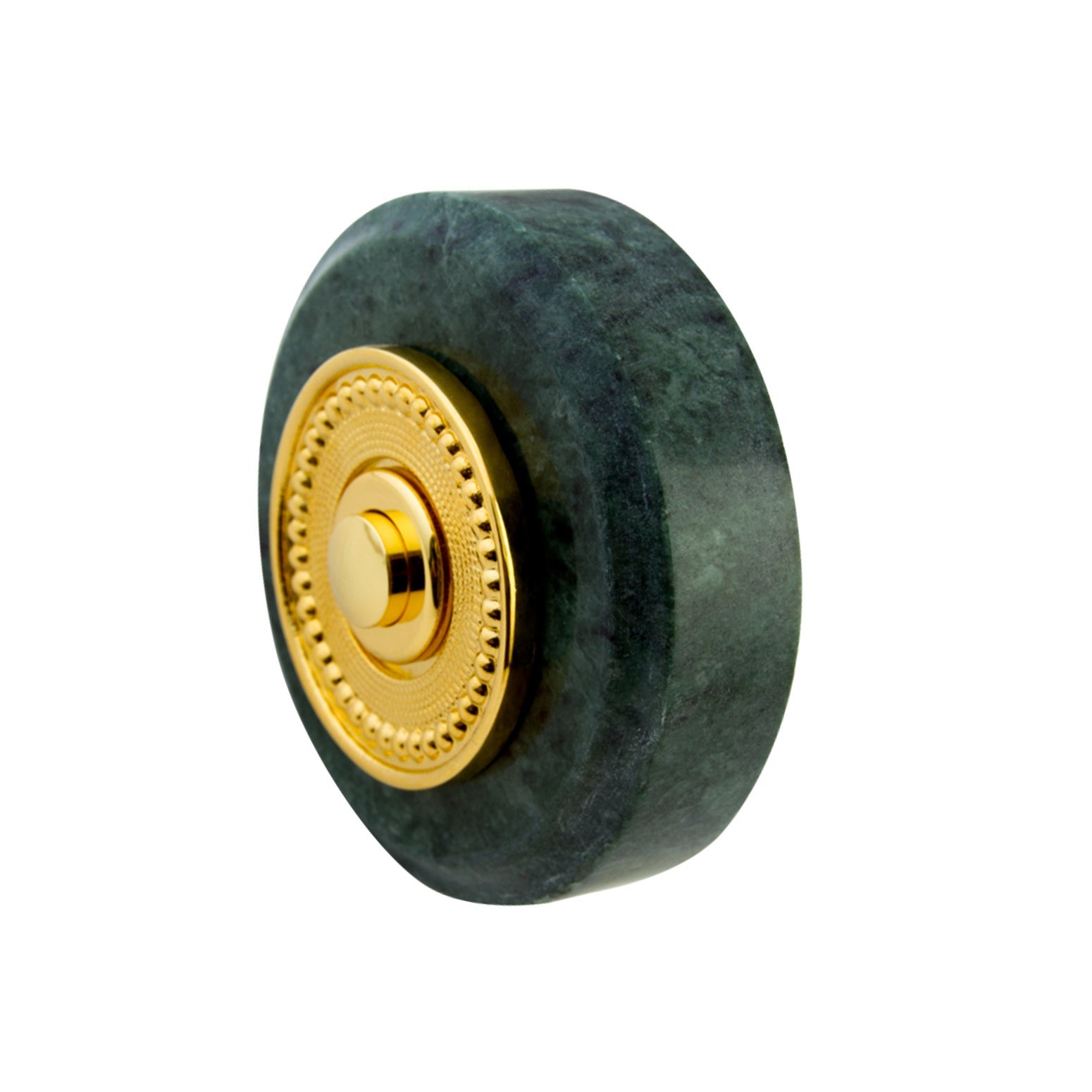 Sonnette Ronde Marbre Vert Et Bronze – Sonnette Mécanique 1910, Style Ancien