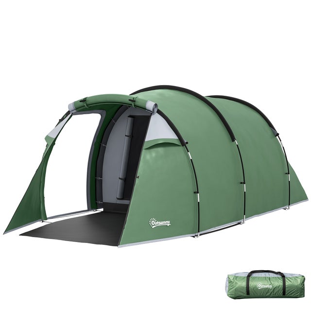 Outsunny Tenda da campeggio familiare 5-6 persone impermeabile leggera ventilata con borsa per il trasporto, dom. 550L x 300L x 198H cm